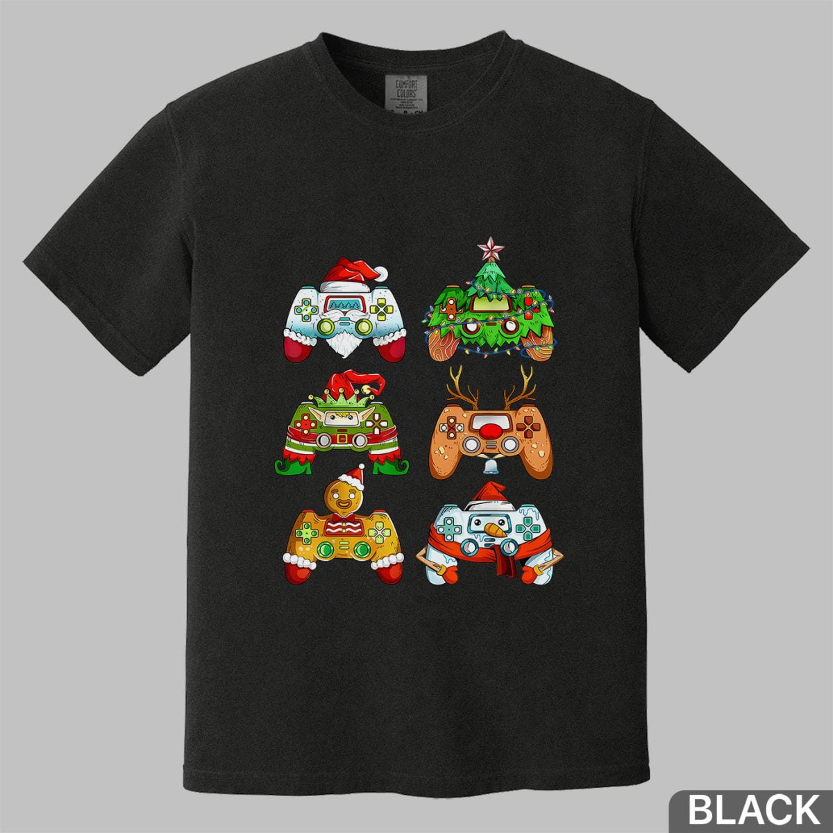 Christmas-Santa-Elf-Gaming-Controllers-Snowman-Shirt-1