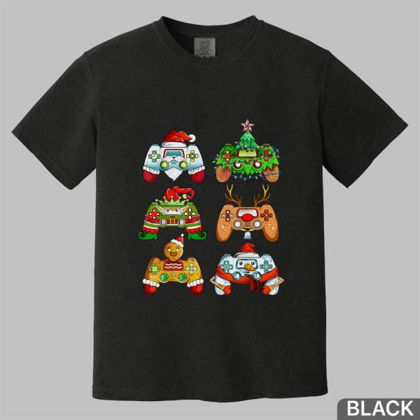 Christmas-Santa-Elf-Gaming-Controllers-Snowman-Shirt-1