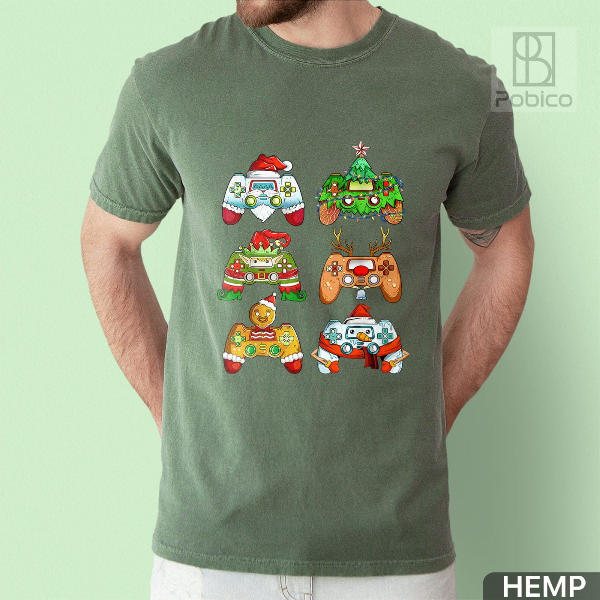 Christmas-Santa-Elf-Gaming-Controllers-Snowman-Shirt-3