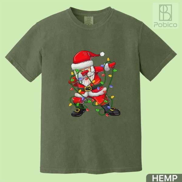 Dabbing-Santa-Christmas-Shirt,-Christmas-Tree-Lights-Shirt-1