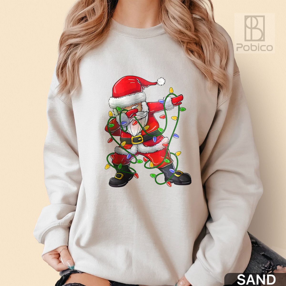 Dabbing-Santa-Christmas-Shirt,-Christmas-Tree-Lights-Shirt-4