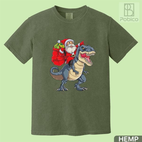 Dinosaur-Santa-Christmas-Shirt,-Funny-Christmas-Season-Shirt--1