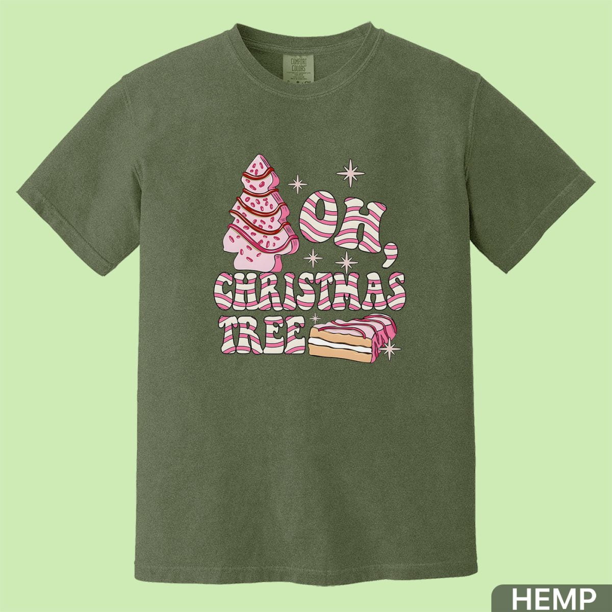 Oh-Christmas-Tree-Shirt,-Pink-Tree-&-Cake-Christmas-Shirt-1