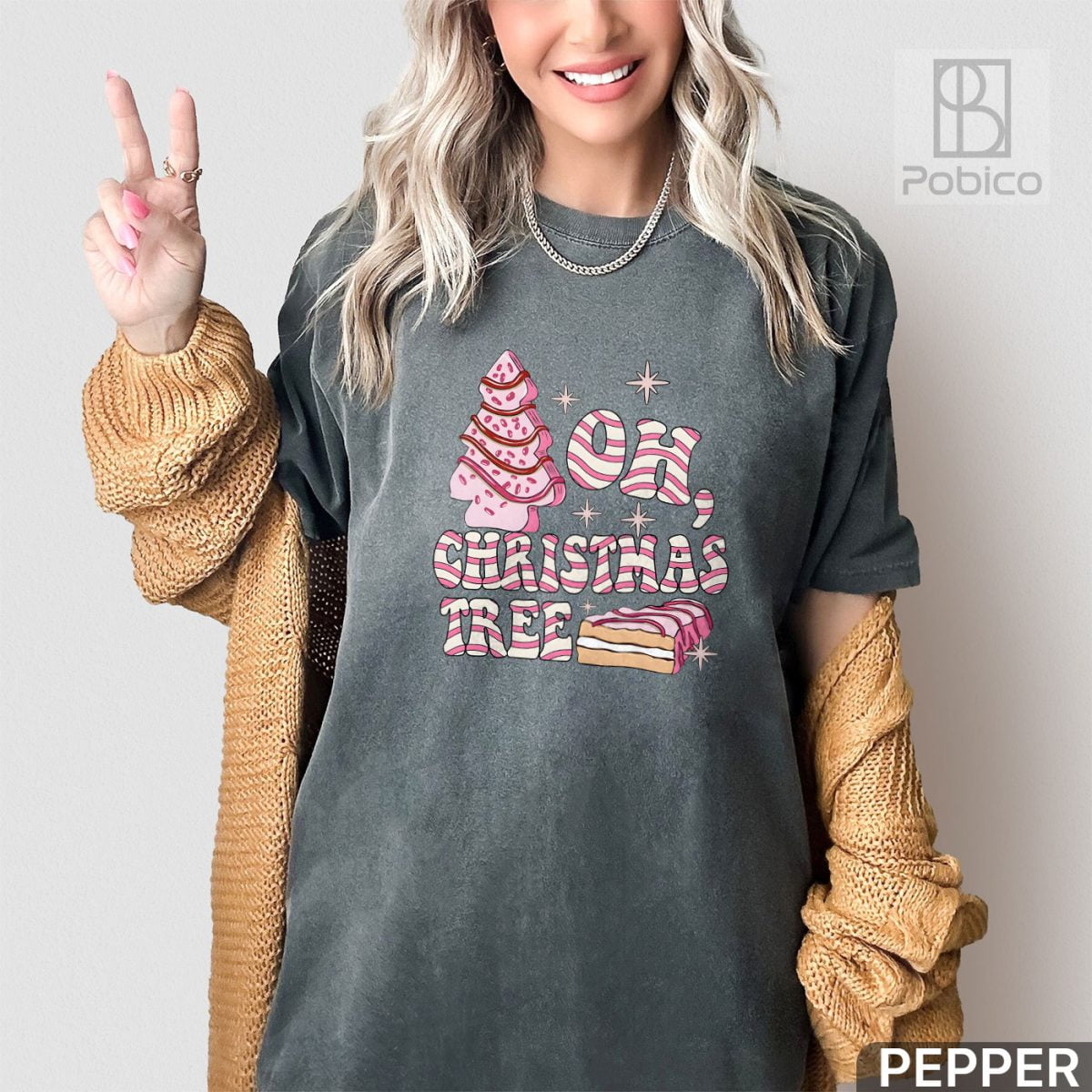 Oh-Christmas-Tree-Shirt,-Pink-Tree-&-Cake-Christmas-Shirt-2