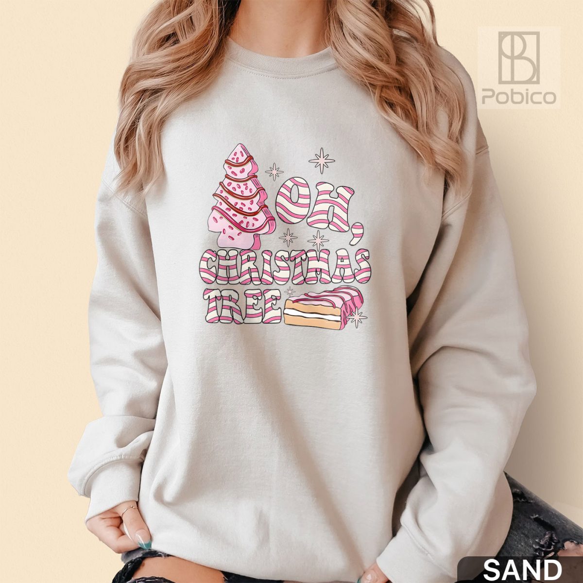 Oh-Christmas-Tree-Shirt,-Pink-Tree-&-Cake-Christmas-Shirt-4