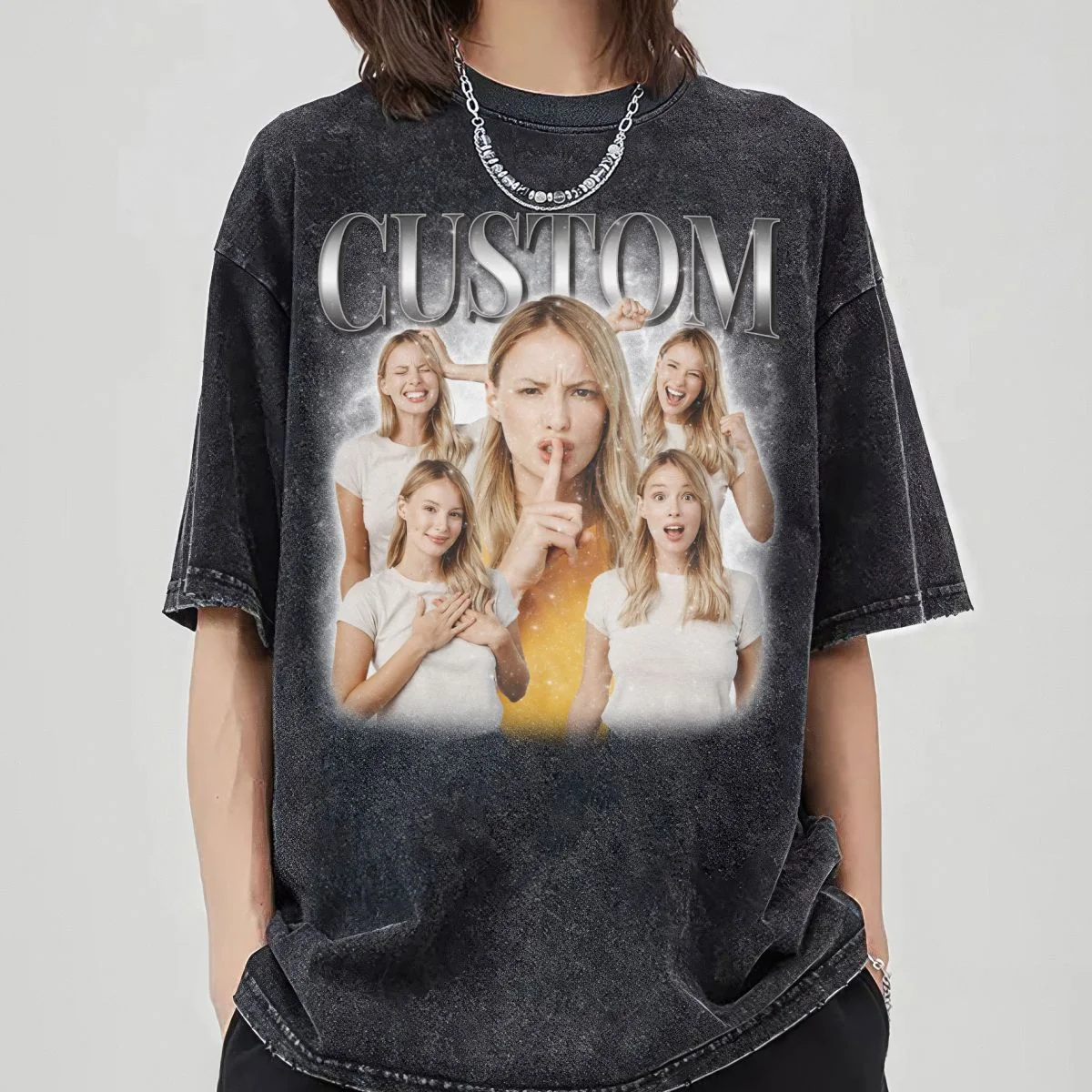 Custom T-Shirt, Shirt With Girlfriend Face, Custom Photo Vintage T Shirt
